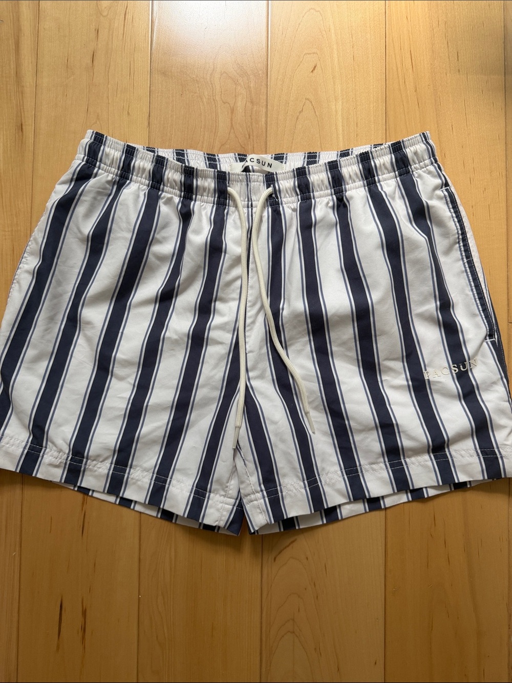 PacSun Men’s Navy & White Vertical Stripe Swim Shorts
